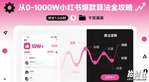 从0-1000W小红书爆款算法全攻略，时长1.5小时，干货满满