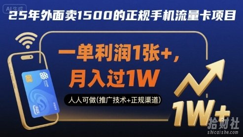25年外面卖1500的正规手机流量卡项目,一单利润1张+,月入过1W,人人可做(推广技术+正规渠道)【揭秘】