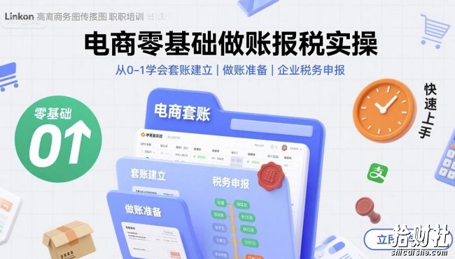 电商零基础做账报税实操快速上手,从0-1学会套账建立,做账准备,企业税务申报