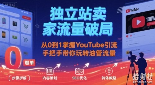独立站卖家流量破局:从0到1掌握YouTube引流,手把手带你玩转油管流量