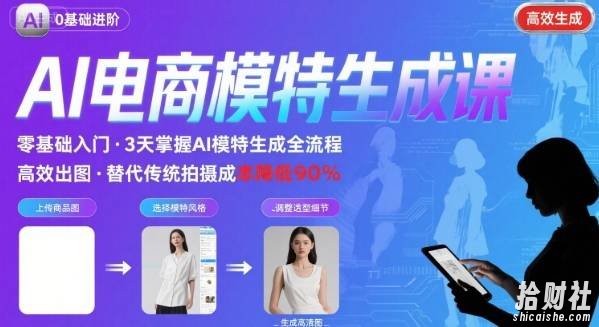 AI模特进阶课程,0基础高效生成逼真电商模特图