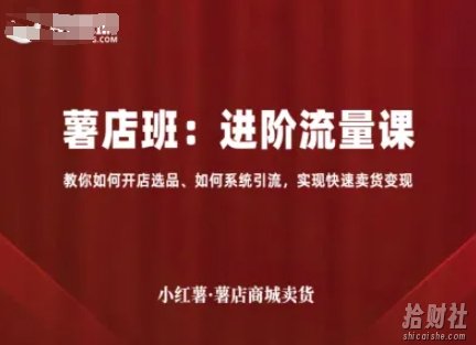 小红薯薯店商城卖货,进阶流量课,教你如何开店选品、如何系统引流,实现快速卖货变现
