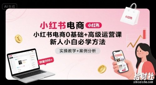 小红书电商0基础+高级运营课,新人小白必学方法,实操教学+案例分析