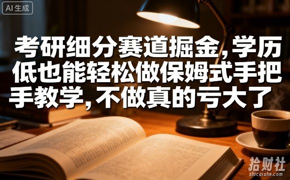 考研细分赛道掘金,日入1k+,学历低也能轻松做保姆式手把手教学,不做真的亏大了【揭秘】