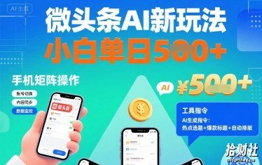 微头条AI新玩法,小白单日5张+,手机可矩阵操作【附工具指令】