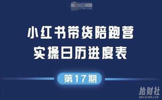 小红书第17期带货陪跑营,不囤货,无不直播,无不投流,通过选品+笔记内容+测品+笔记铺量+矩阵运营打爆款(更新)