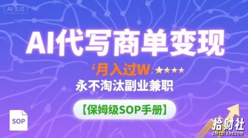 AI代写商单变现,月入过W,永不淘汰副业兼zhi【保姆级SOP手册】