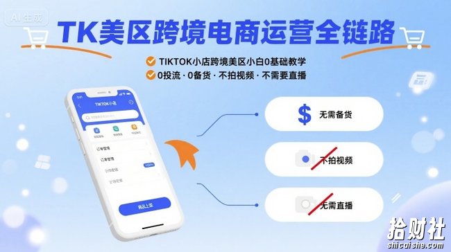 TK美区跨境电商运营全链路，TIKTOK小店跨境美区小白0基础教学，0投流0备货不拍视频不需要直播