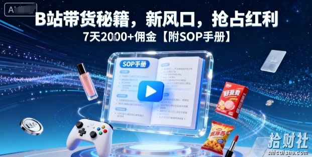 B站带货秘籍，新风口，抢占红利，7天2k+佣金【附SOP手册】