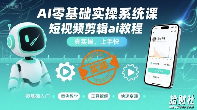 AI零基础实操系统课，短视频剪辑ai教程，真实操，上手快