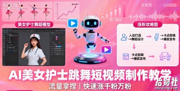 AI美女护士跳舞短视频制作教学,流量拿捏,快速涨千粉万粉【提示词+视频教程】