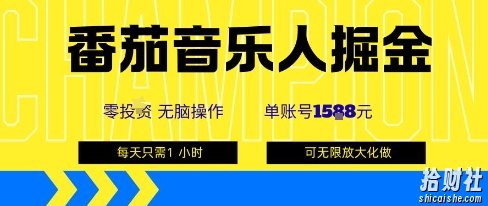 番茄音乐人掘金,单账号最高可撸1k+,可无限矩阵去做,零投入