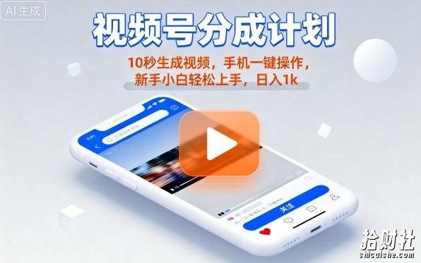 视频号分成计划懒人玩法，10秒生成视频，手机一键操作，新手小白轻松上手，日入1K【揭秘】