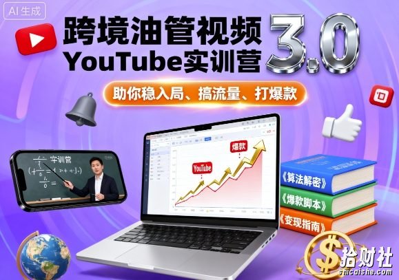 跨境油管视频YouTube实训营3.0,助你稳入局、搞流量、打爆款