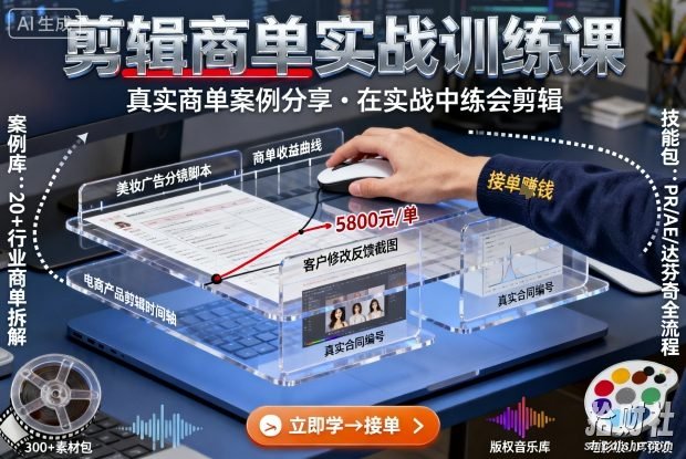 剪辑商单实战训练课,真实商单案例分享,在实战中练会剪辑