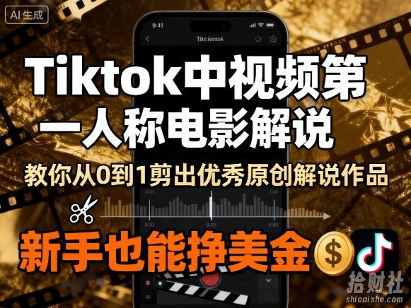 Tiktok中视频第一人称电影解说,教你从0到1剪出一个优秀的原创解说作品,新手也能挣美金