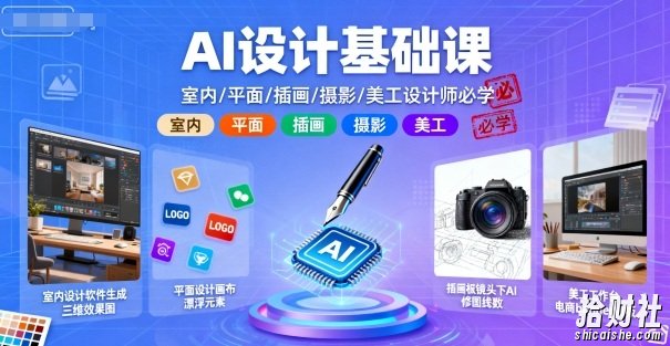 AI设计基础课,室内、平面、插画、摄影、美工设计师必学的