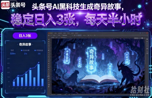 头条号AI黑科技生成奇异故事,稳定日入3张,每天半小时