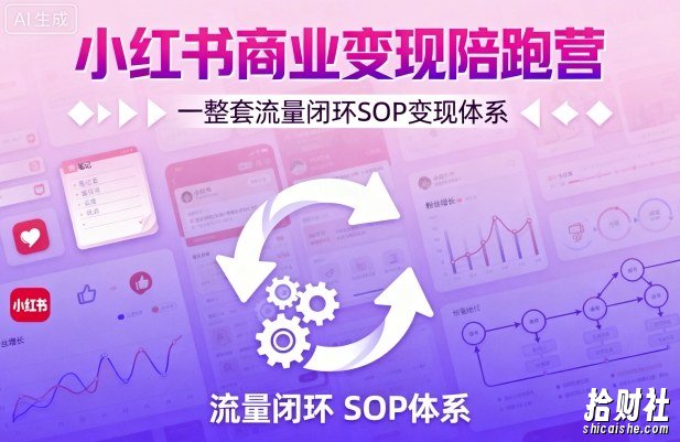 小红书商业变现陪跑营,轻IP矩阵 私域获客 聚光投流,一整套流量闭环SOP变现体系