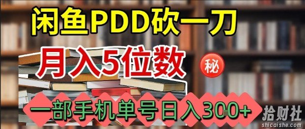 闲鱼PDD砍一刀,一部手机就可以操作,单号日入3张