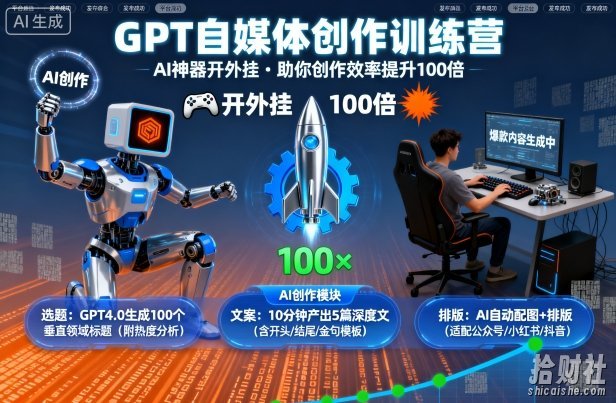 GPT自媒体创作训练营:AI神器开外挂,助你创作效率提升100倍