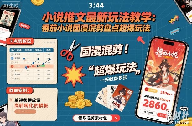 小说推文最新玩法教学,番茄小说国漫混剪盘点超爆玩法,全程干货,一天收益多张