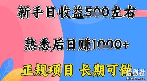 全年可变现项目,收益高无门槛,正规项目,长期可做,一天收益1k+一台电脑在家创业【揭秘】