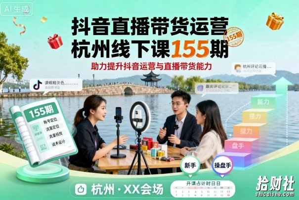 抖音直播带货运营杭州线下课155期,助力提升抖音运营与直播带货能力