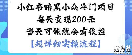 小红书暗黑小众冷门项目每天变现2张当天可能就会有收益