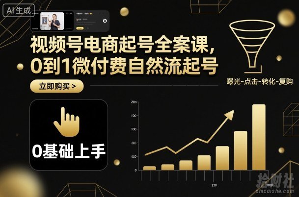 视频号电商起号全案课,0到1微付费自然流起号