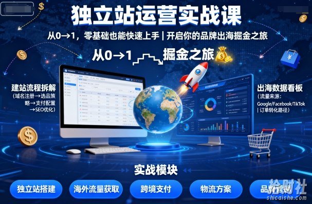 独立站运营实战课,从0到1,零基础也能快速上手,开启你的品牌出海掘金之旅