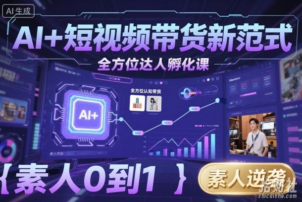 AI+短视频带货新范式全方位达人孵化课,素人也可以从0到1,全方位认知短视频带货