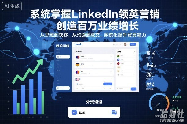 系统掌握LinkedIn领英营销，创造百万业绩增长，从思维到获客，从沟通到成交，系统化提升外贸能力