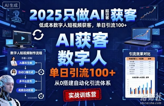 2025只做AI获客，AI超级获客实训营，低成本数字人短视频获客，单日引流100+