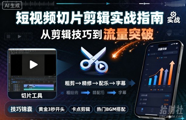 短视频切片剪辑实战指南，从剪辑技巧到流量突破