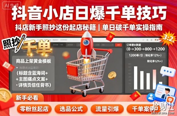 抖音小店日爆千单技巧,抖店新手照抄这份起店秘籍,单日破千单