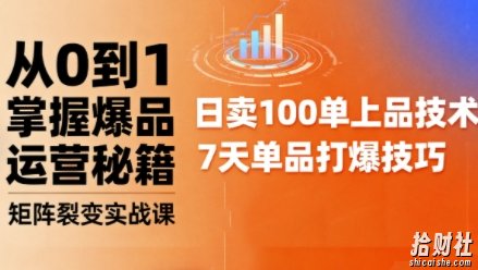 抖音小店爆品打造与矩阵裂变实战课,从0到1掌握爆品运营秘籍
