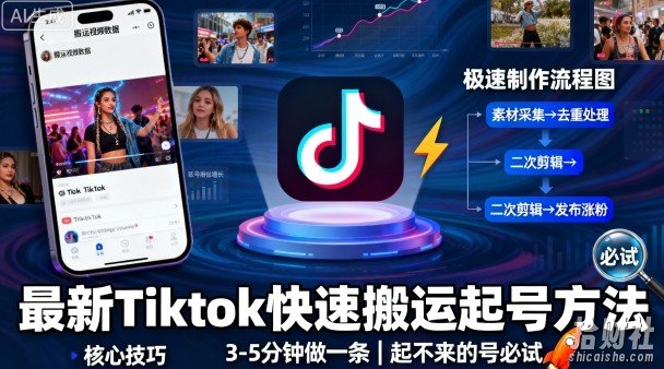 最新Tiktok快速搬运快速起号方法，3-5分钟做一条，起不来的号可以试试