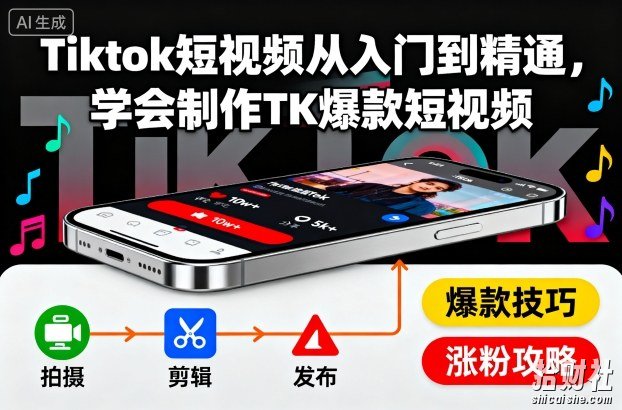Tiktok短视频从入门到精通，学会制作TK爆款短视频