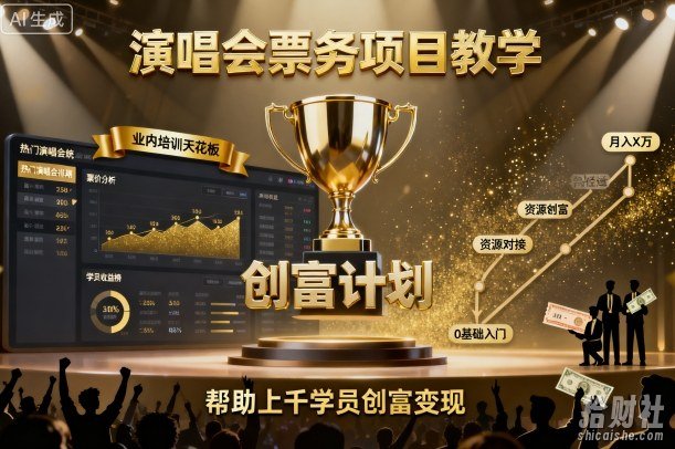 演唱会票务项目教学,业内培训天花板,帮助上千学员创富变现(更新)