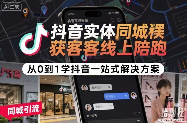 抖音实体同城获客线上陪跑,从0到1学抖音一站式解决方案