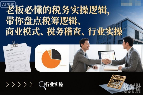 老板必懂的税务实操逻辑,带你盘点税筹逻辑、商业模式、税务稽查、行业实操