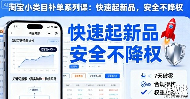 淘宝小类目补单系列课，快速起新品，安全不降权