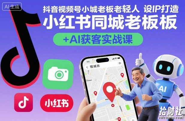 抖音视频号小红书同城老板轻人设IP打造+AI获客实战课,人设打造-算法拆解-拍摄剪辑-内容运营-AI创作
