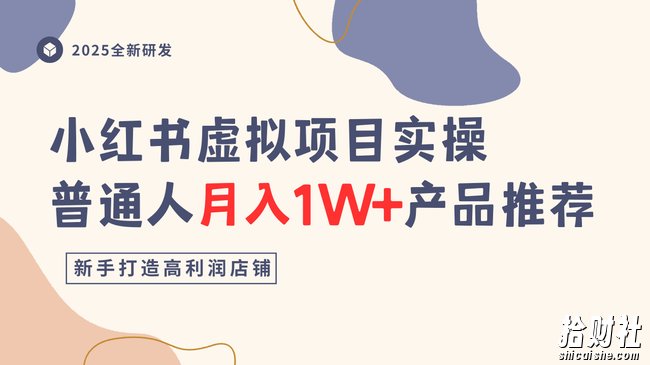 小红书虚拟项目实操指南,普通人月入1W+产品推荐,直接抄