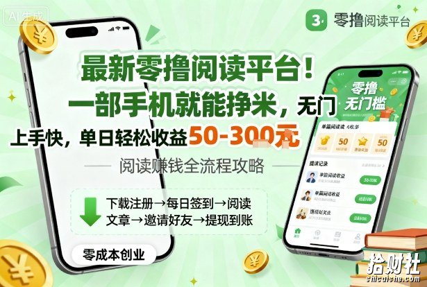 最新零撸阅读平台！一部手机就能挣米，无门槛上手快，单日轻松收益50-3张【揭秘】