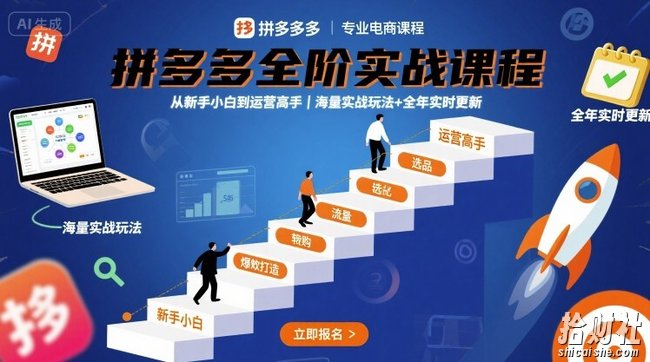 拼多多全阶实战课程，从新手小白到运营高手，海量实战玩法+全年实时更新【2026年1月】