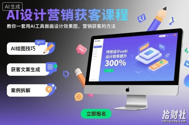 AI设计营销获客课程，教你一套用AI工具做画设计效果图，营销获客的方法
