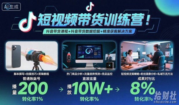 短视频带货训练营，抖音带货课程+抖音带货数据挖掘+精准获客解决方案