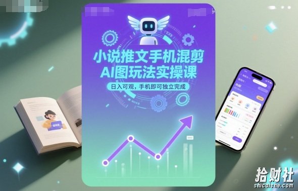 小说推文手机混剪AI图玩法实操课，日入可观，手机即可独立完成